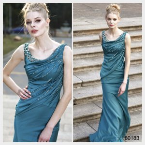 Elysemod Sheath / Column Scoop Ankle-length Sleeveless Pure Silk Satin Evening Dress 80183