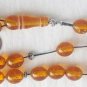 GREEK KOMBOLOI GOLD SPECKLED AMBER OVAL BEADS +STERLING