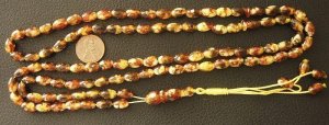 ISLAMIC PRAYER BEADS 99 B. GENUINE COGNAC AMBER + M.O.P