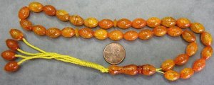 PRAYER WORRY BEADS REAL GOLD AMBER + MOTHER OF PEARL