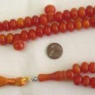 ISLAMIC LARGE PRAYER BEADS 99 ORANGE MARBLED AMBER
