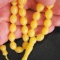 PRAYER BEADS YELLOW AMBER RESIN OTTOMAN CARVE- 33 Beads