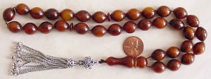 ISLAMIC PRAYER BEADS CHOCOLATE TURKISH AMBER - Tesbihci
