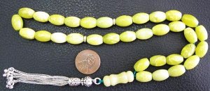 ISLAMIC PRAYER WORRY BEADS OVAL JADE & STERLING