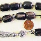 GREEK KOMBOLOI AFRICAN HORN HUGE BARRELS AND STERLING