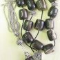 GREEK KOMBOLOI AFRICAN HORN HUGE BARRELS AND STERLING