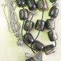 GREEK KOMBOLOI AFRICAN HORN HUGE BARRELS AND STERLING