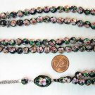 PRAYER BEADS CLOISONNE BLACK ENAMEL AND GOLD  99 BEADS