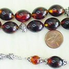GREEK KOMBOLOI OLIVE BEADS GENUINE DARK BALTIC AMBER