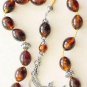GREEK KOMBOLOI OLIVE BEADS GENUINE DARK BALTIC AMBER