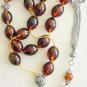 GREEK KOMBOLOI OLIVE BEADS GENUINE DARK BALTIC AMBER