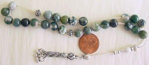 GREEK KOMBOLOI WORRY BEADS MOSS AGATE AND STERLING