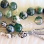 GREEK KOMBOLOI WORRY BEADS MOSS AGATE AND STERLING