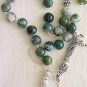 GREEK KOMBOLOI WORRY BEADS MOSS AGATE AND STERLING