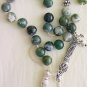 GREEK KOMBOLOI WORRY BEADS MOSS AGATE AND STERLING