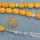 PRAYER BEADS KOMBOLOI ROUND BARREL HONEY AMBER