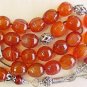 GREEK KOMBOLOI LANTERN CARNELIAN &STERLING WORRY BEADS