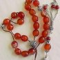 GREEK KOMBOLOI LANTERN CARNELIAN &STERLING WORRY BEADS
