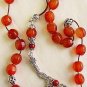 GREEK KOMBOLOI LANTERN CARNELIAN &STERLING WORRY BEADS