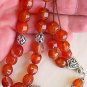 GREEK KOMBOLOI LANTERN CARNELIAN &STERLING WORRY BEADS