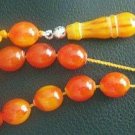 GREEK KOMBOLOI ORANGE AMBER OVAL BEADS +STERLING