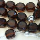 GREEK KOMBOLOI VINTAGE LUCITE DARK AMBER AND STERLING