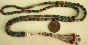 Islamic Prayer Beads 99 BLOODSTONE  & STERLING