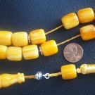 GREEK KOMBOLOI WORRY BEADS AMBER CUT BARREL+STERLING