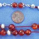 GREEK KOMBOLOI REDDISH BALTIC AMBER & STERLING SILVER