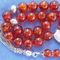 GREEK KOMBOLOI REDDISH BALTIC AMBER & STERLING SILVER