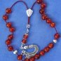 GREEK KOMBOLOI REDDISH BALTIC AMBER & STERLING SILVER