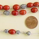 GREEK KOMBOLOI WORRY BEADS RED JASPER & STERLING