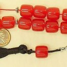 KOMBOLOI WORRY BEADS RED FATURAN CUT BARREL +STERLING