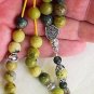 GREEK KOMBOLOI WORRY BEADS YELLOW TURQUOISE &  STERLING