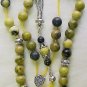 GREEK KOMBOLOI WORRY BEADS YELLOW TURQUOISE &  STERLING