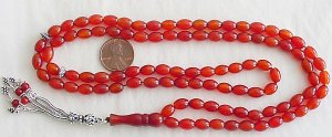 Islamic Prayer Beads 99 OVAL CARNELIAN  by Tesbihci
