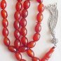 ISLAMIC PRAYER BEADS: LARGE OVAL CARNELIAN -by Tesbihci