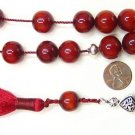 GREEK KOMBOLOI TIBETAN RED COPAL AMBER STERLING SILVER