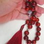 GREEK KOMBOLOI TIBETAN RED COPAL AMBER STERLING SILVER
