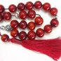 GREEK KOMBOLOI TIBETAN RED COPAL AMBER STERLING SILVER