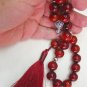 GREEK KOMBOLOI TIBETAN RED COPAL AMBER STERLING SILVER