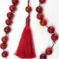 GREEK KOMBOLOI TIBETAN RED COPAL AMBER STERLING SILVER