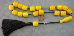 KOMBOLOI WORRY BEADS YELLOW SANDALOUS  +STERLING