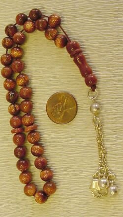 ISLAMIC PRAYER BEADS BROWN GOLDSTONE Tesbihci