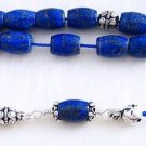 GREEK KOMBOLOI BARREL  AFGAN LAPIS LAZULI & STERLING