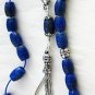 GREEK KOMBOLOI BARREL  AFGAN LAPIS LAZULI & STERLING