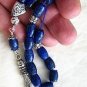 GREEK KOMBOLOI BARREL  AFGAN LAPIS LAZULI & STERLING