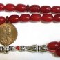 PRAYER WORRY BEADS TASBIH RED RUBILITE AND  STERLING