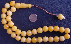 PRAYER WORRY BEADS KOMBOLOI YELLOW AMBER RESIN
