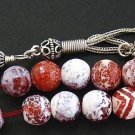 GREEK KOMBOLOI FIRE CRACKLED AGATE & STERLING